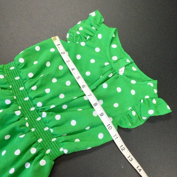 Girls' Janie and Jack Dress, Size 4, Green & White Polka Dot - Picture 5 of 10